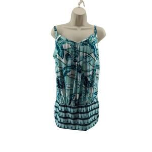 Swimsuits For All Plus Size Lightweight Blouson Tankini Top Size 16 Teal Ropes